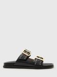 AllSaints Magda Leather Studded Double Buckle Sandals