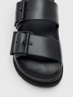 AllSaints Sian Double Buckle Slider Sandals, Black - view 2, Black