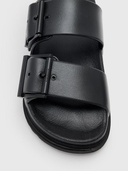 AllSaints Sian Double Buckle Slider Sandals, Black - view 2, Black