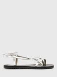 AllSaints Tyla Leather Strappy Sandals, Silver