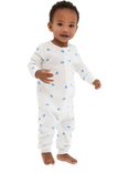Rosa & Blue Baby Cotton Blend Heart Print Sleepsuit, White