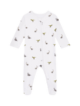 Rosa & Blue Baby Cotton Blend Dino Sleepsuit, White