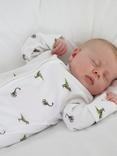 Rosa & Blue Baby Cotton Blend Dino Sleepsuit, White