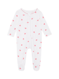 Rosa & Blue Baby Cotton Blend Pink Heart Sleepsuit, White