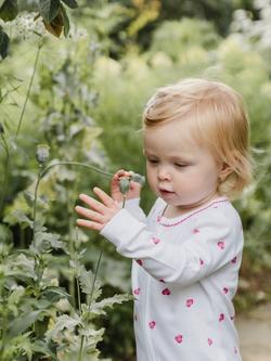 Rosa & Blue Baby Bamboo and Cotton Blend Pink Heart Sleepsuit, White - view 2, White