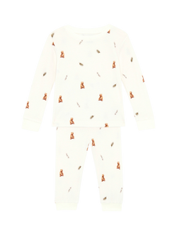Rosa & Blue Baby Brown Bear Pyjama Set, Ivory, Ivory