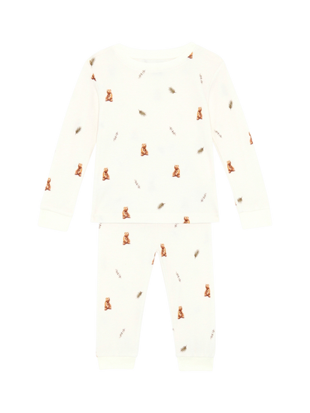 Rosa & Blue Baby Brown Bear Pyjama Set, Ivory, Ivory