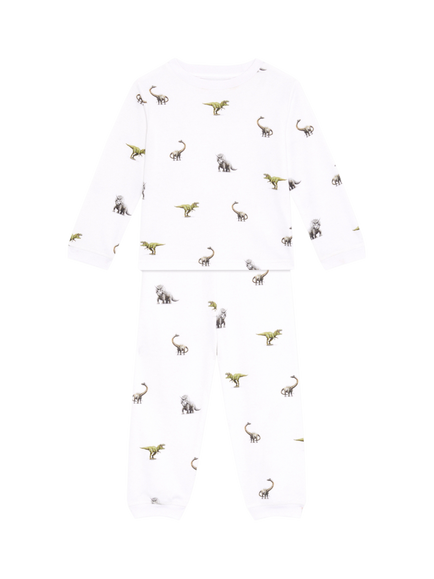 Rosa & Blue Baby Dinosaur Long Sleeve Pyjama Set, White, White