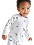 Rosa & Blue Baby Dinosaur Long Sleeve Pyjama Set, White