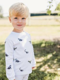 Rosa & Blue Baby Dinosaur Long Sleeve Pyjama Set, White - view 2, White