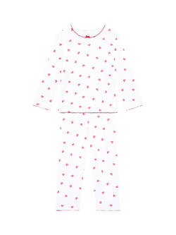 Rosa & Blue Kids' Heart Print Long Sleeve Pyjama Set, White, White