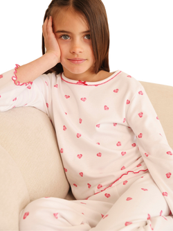 Rosa & Blue Kids' Heart Print Long Sleeve Pyjama Set, White - view 2, White