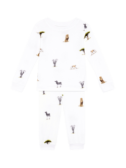 Rosa & Blue Baby Safari Long Sleeve Pyjama Set, White, White