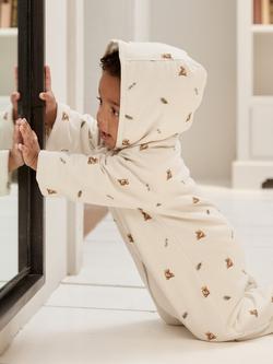 Rosa & Blue Baby Brown Bear Pramsuit, Ivory - view 2, Ivory