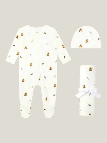 Rosa & Blue Baby Brown Bear New Arrival Gift Set, Ivory, Ivory