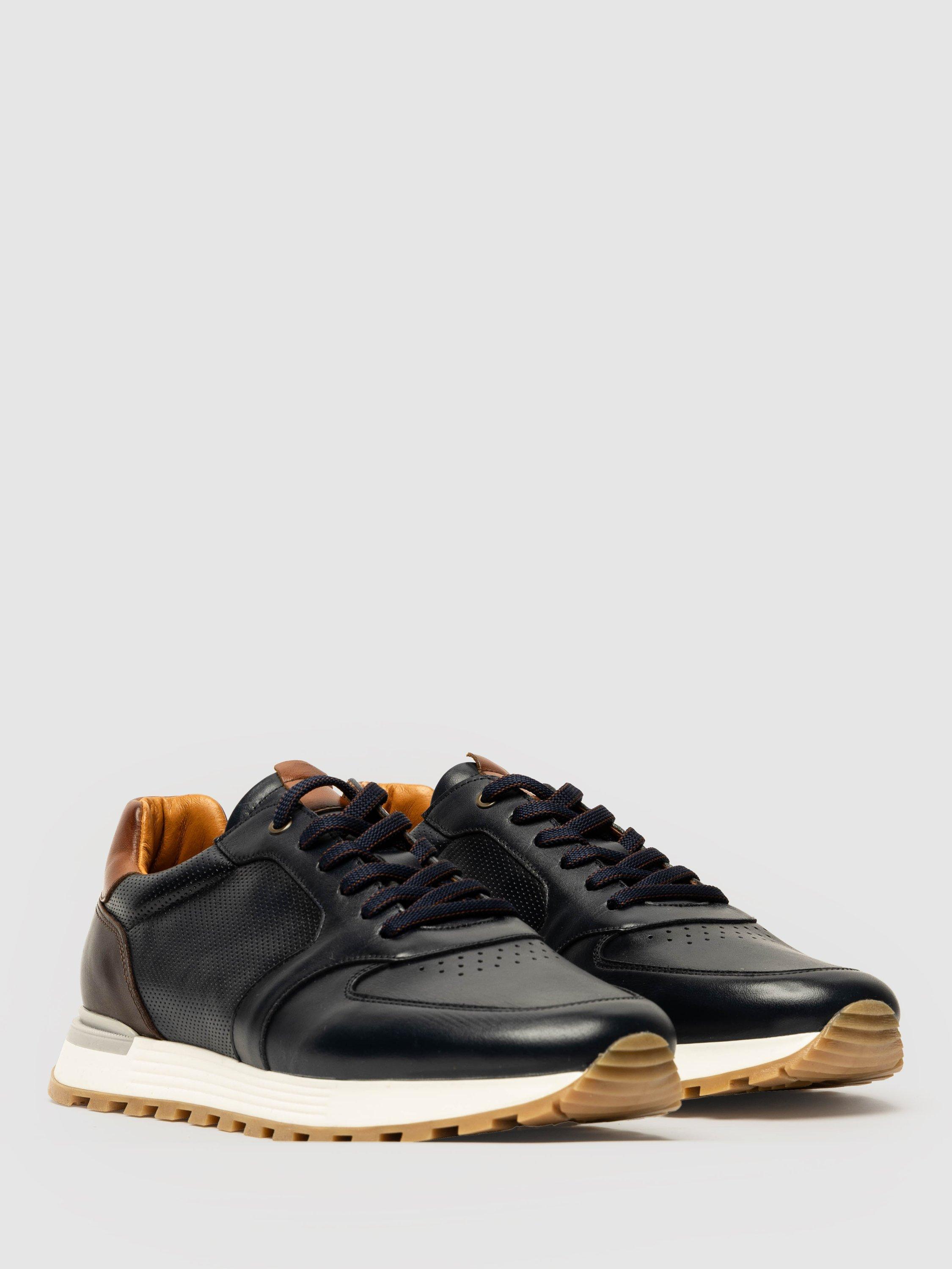 Product image 8 of 10, which shows Rodd & Gunn Peria Leather Trainers, Navy, 7