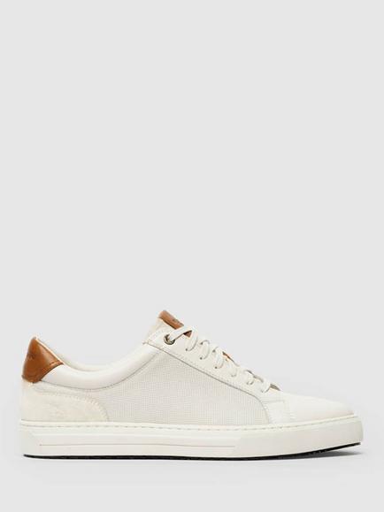 Rodd & Gunn Transit Leather Lace Up Trainers, Chalk