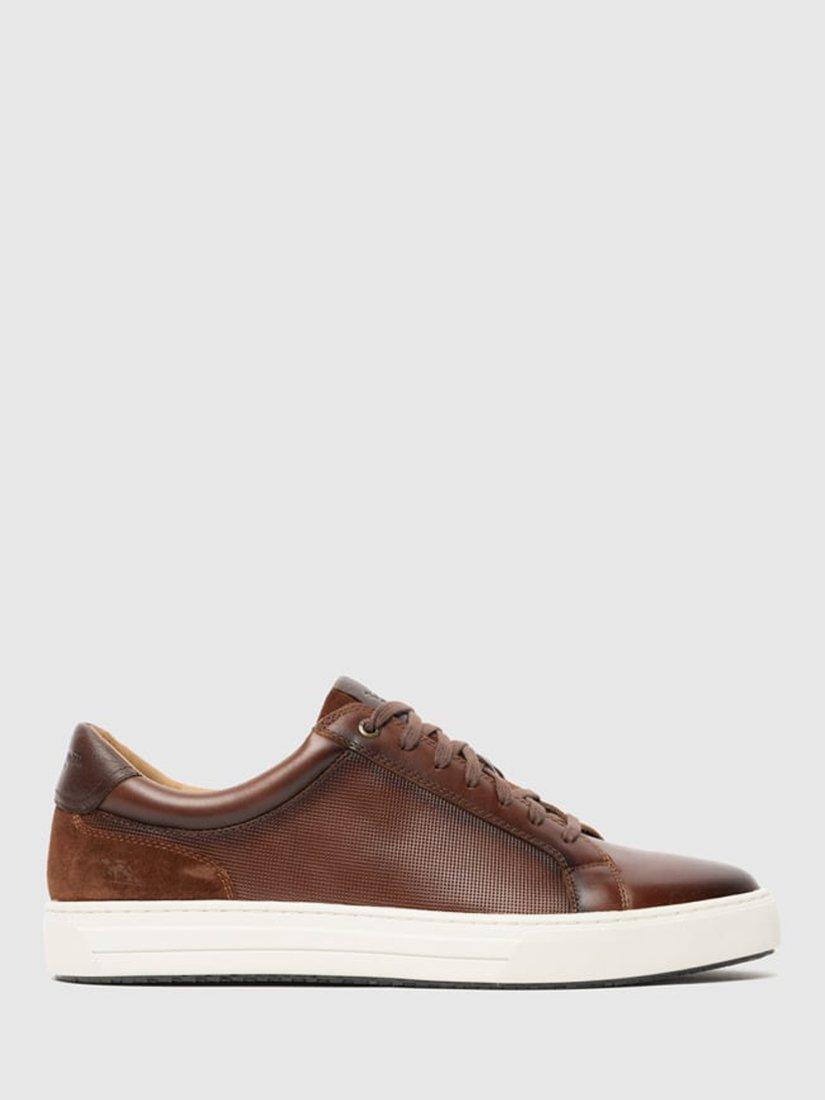 Product image 1 of 6, which shows Rodd & Gunn Transit Leather Lace Up Trainers, Chestnut, 6