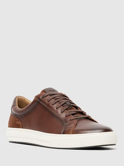 Rodd & Gunn Transit Leather Lace Up Trainers - view 2, Chestnut