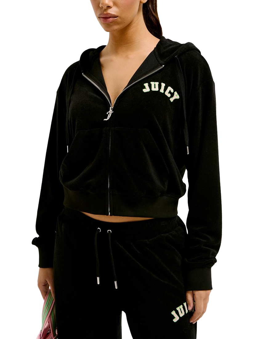 Product image 3 of 4, which shows Juicy Couture Nala Terry Towelling Collegiate Hoodie, Black, XS