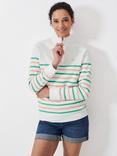 Crew Clothing Half Zip Striped High Neck Cotton Blend Sweatshirt
