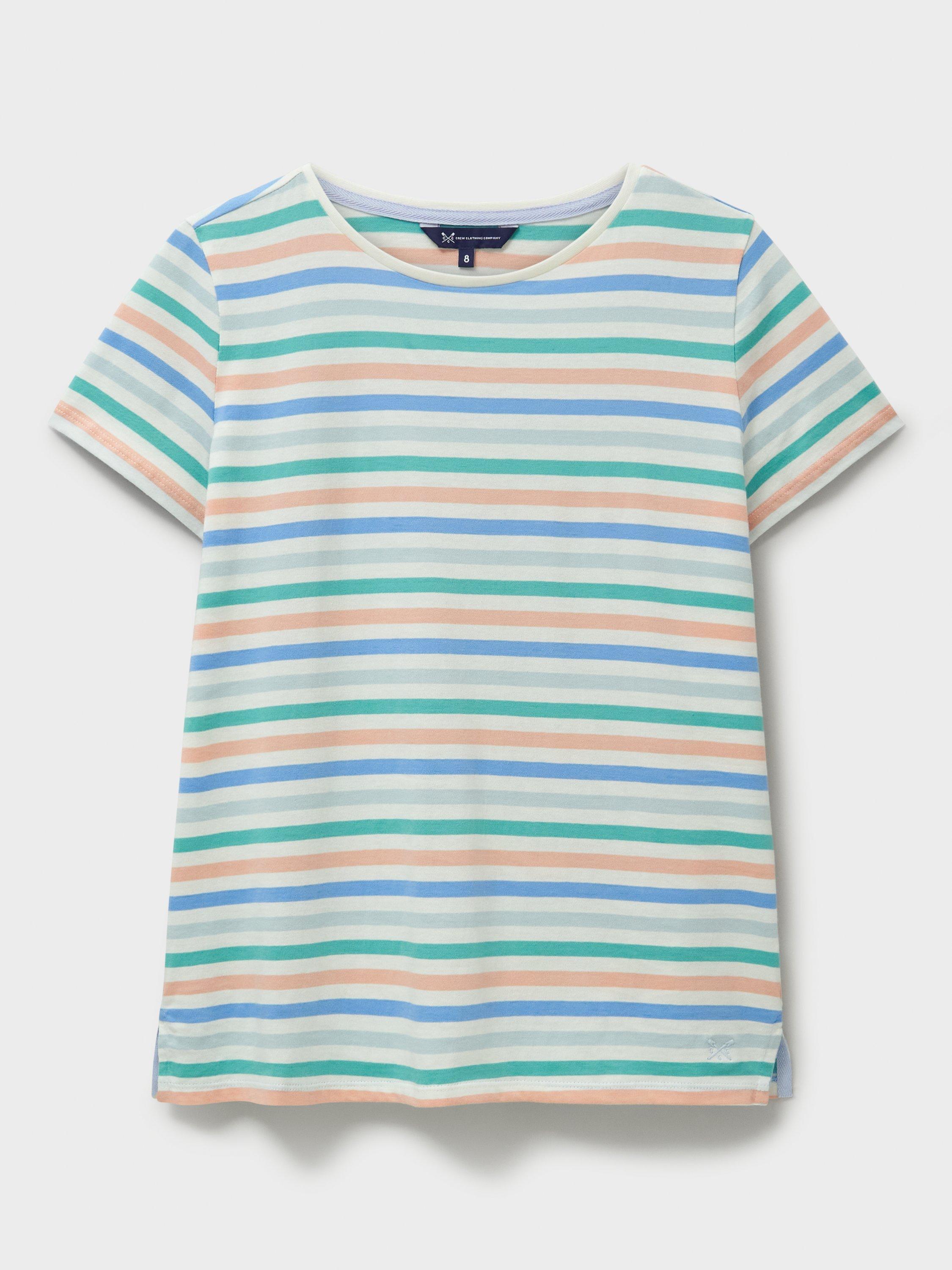 Product image 5 of 5, which shows Crew Clothing Breton Stripe T-Shirt, Midnight Blue, 6