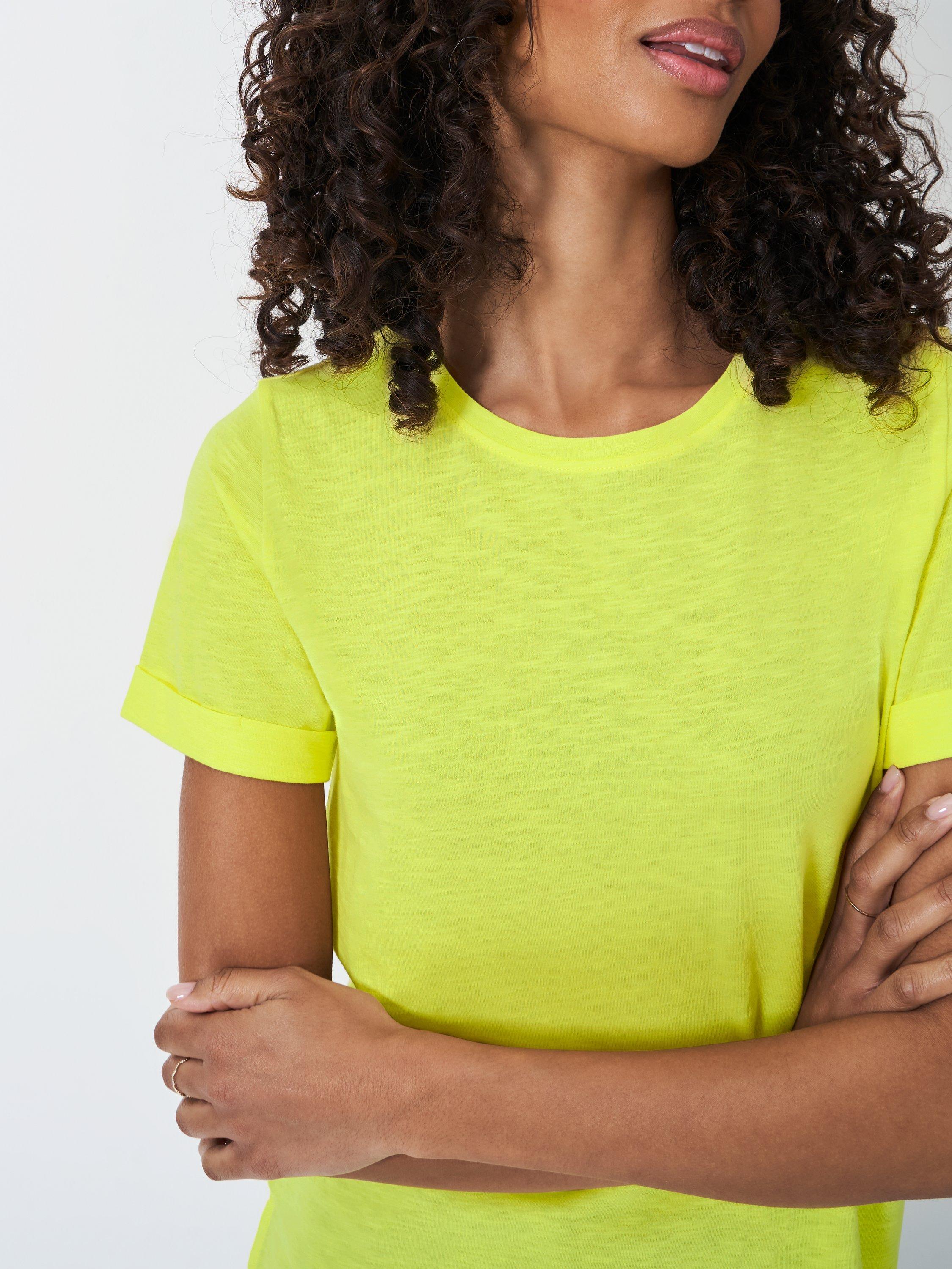 Product image 4 of 5, which shows Crew Clothing Crew Neck Slub T-Shirt, Lemon Yellow, 6