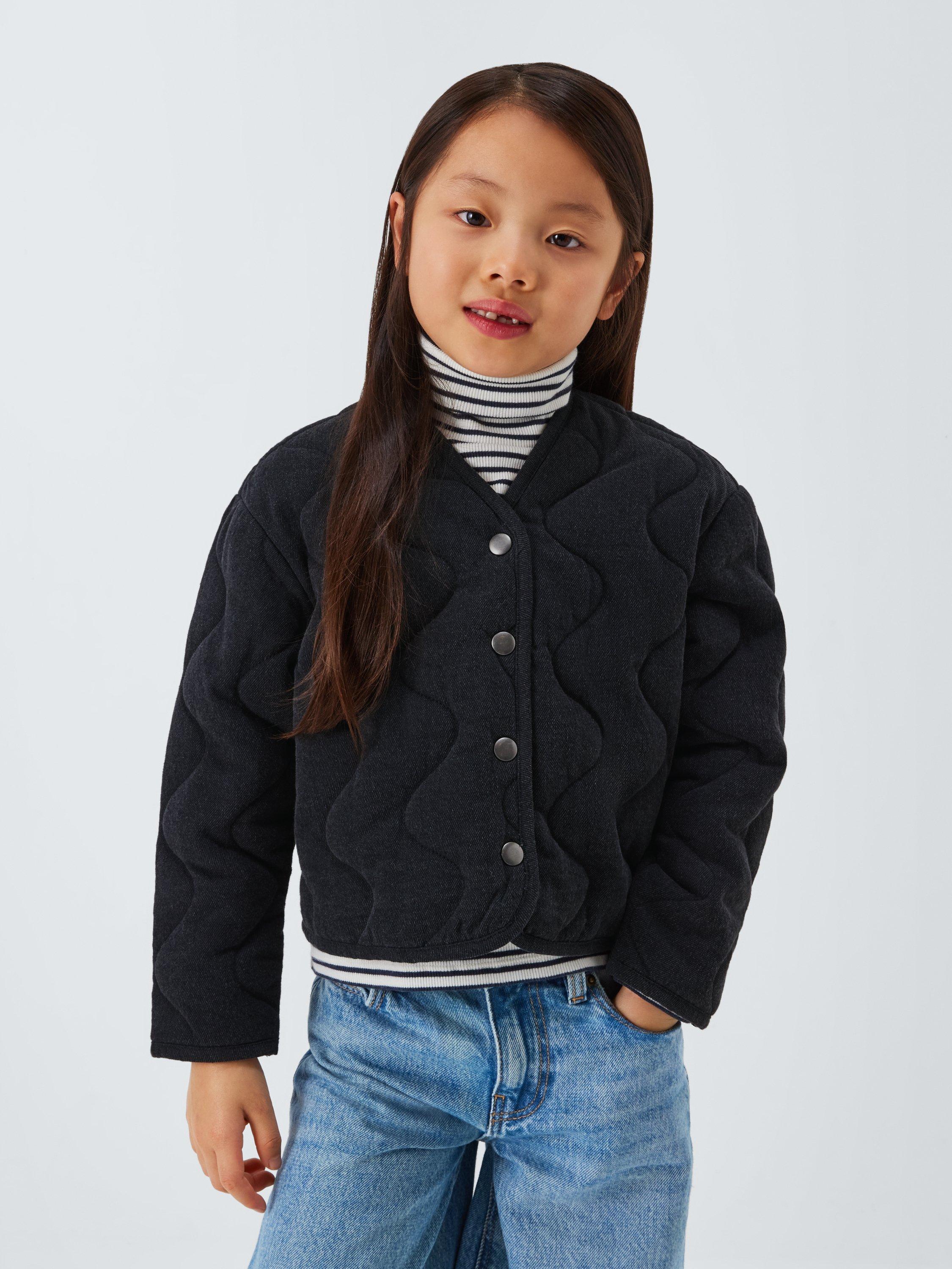 Product image 1 of 7, which shows John Lewis Kids' Quilted Denim Jacket, Grey Denim, 5 years
