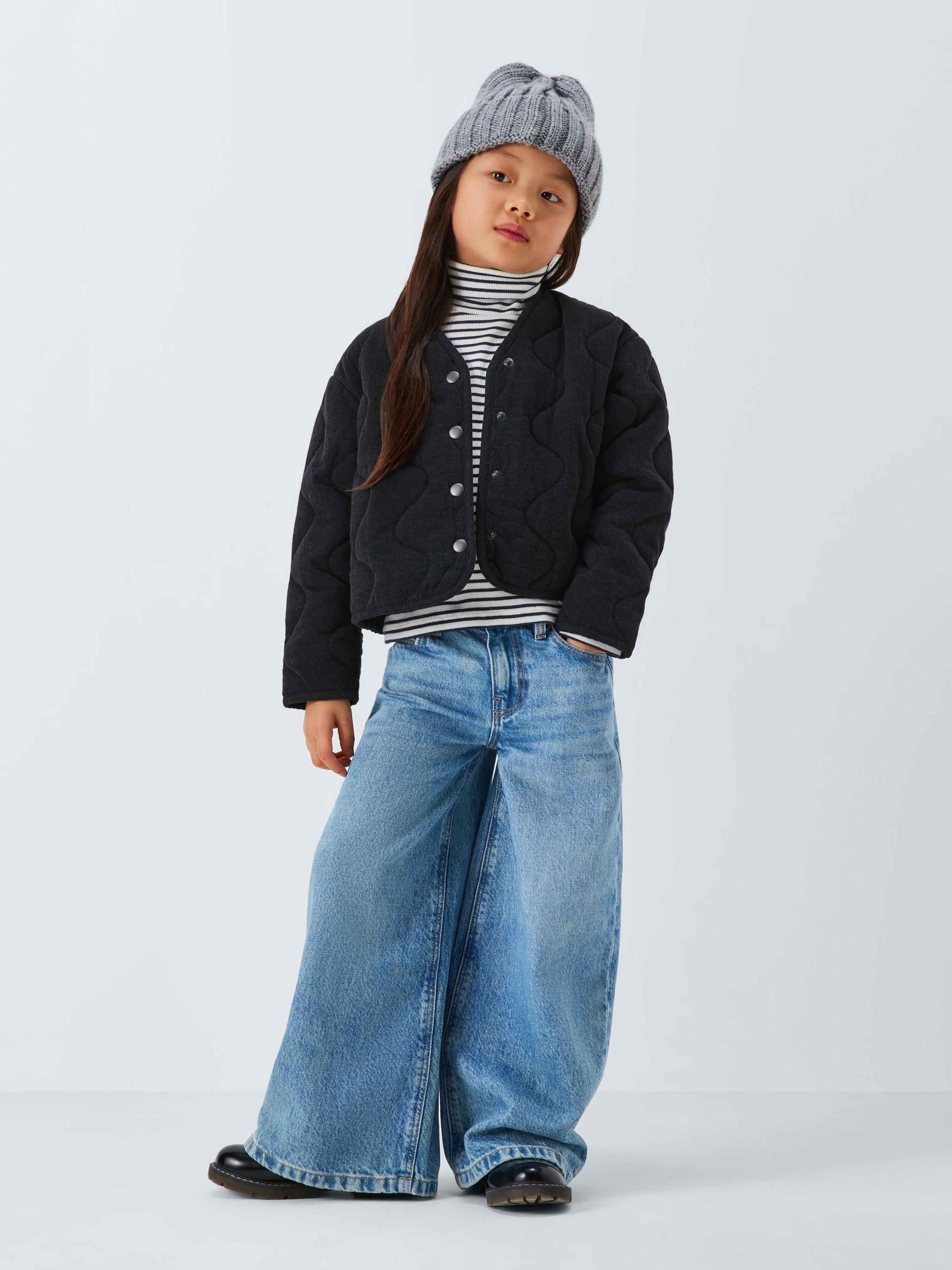 Product image 2 of 7, which shows John Lewis Kids' Quilted Denim Jacket, Grey Denim, 5 years