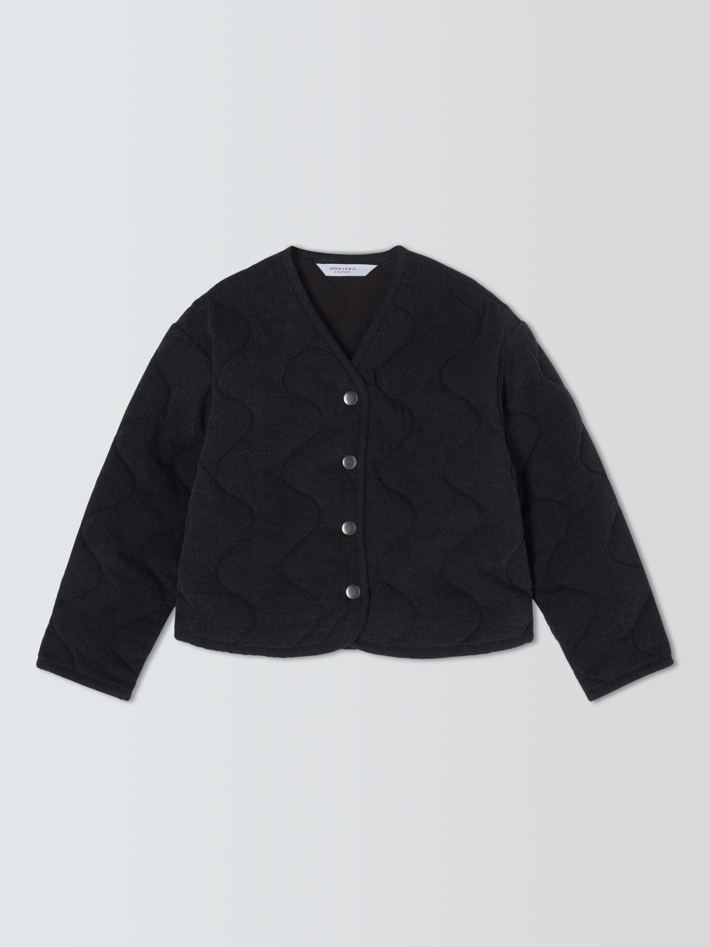 Product image 3 of 7, which shows John Lewis Kids' Quilted Denim Jacket, Grey Denim, 5 years