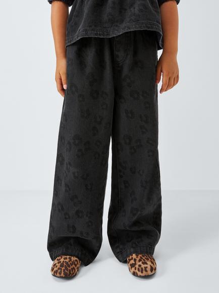 John Lewis Girl's Leopard Print Jeans, Grey Denim, Grey Denim