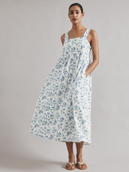 Albaray Blossom Square Neck Sundress, White, White
