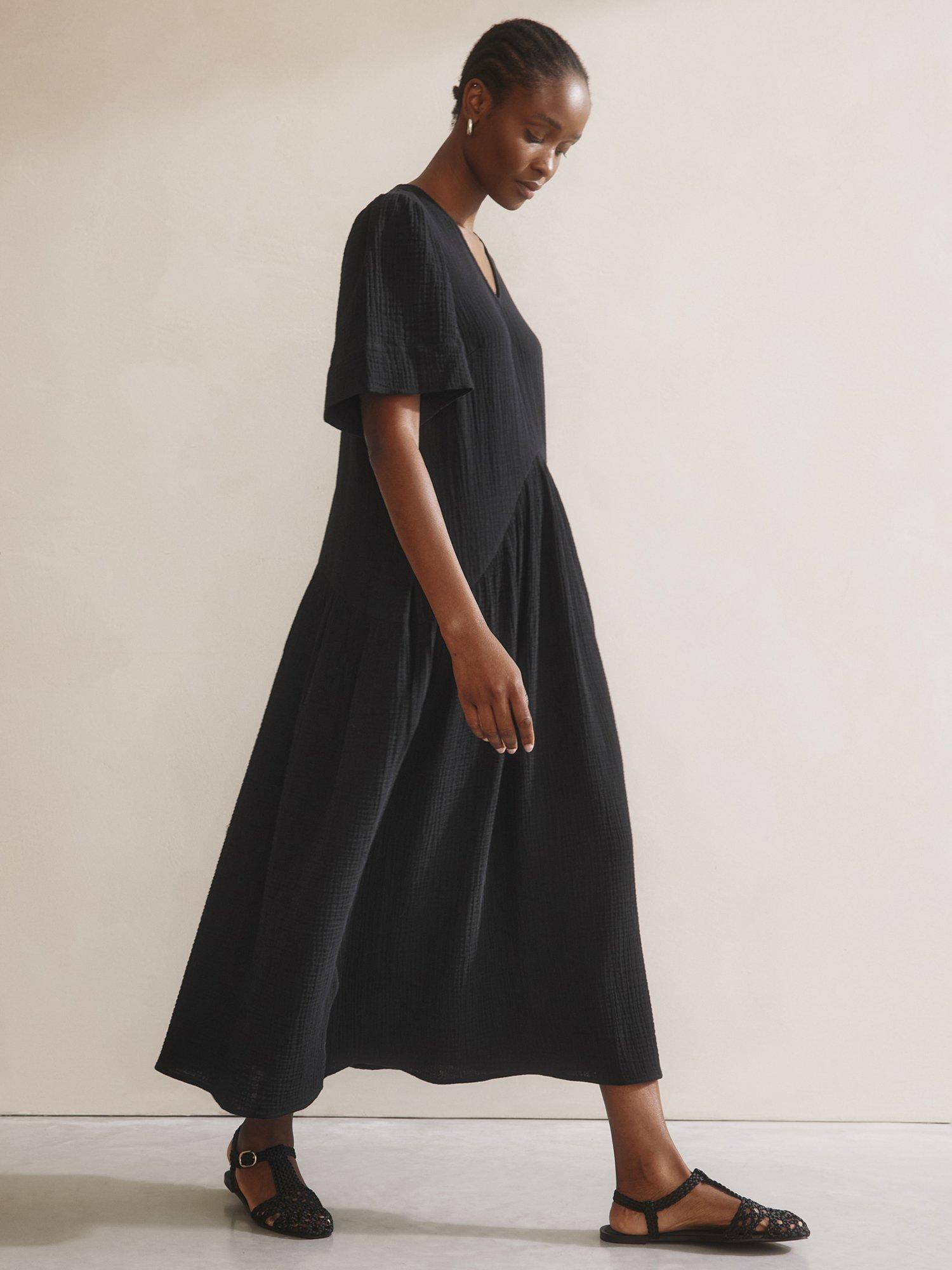 Product image 1 of 6, which shows Albaray Cheesecloth Maxi Dress, Black, 8