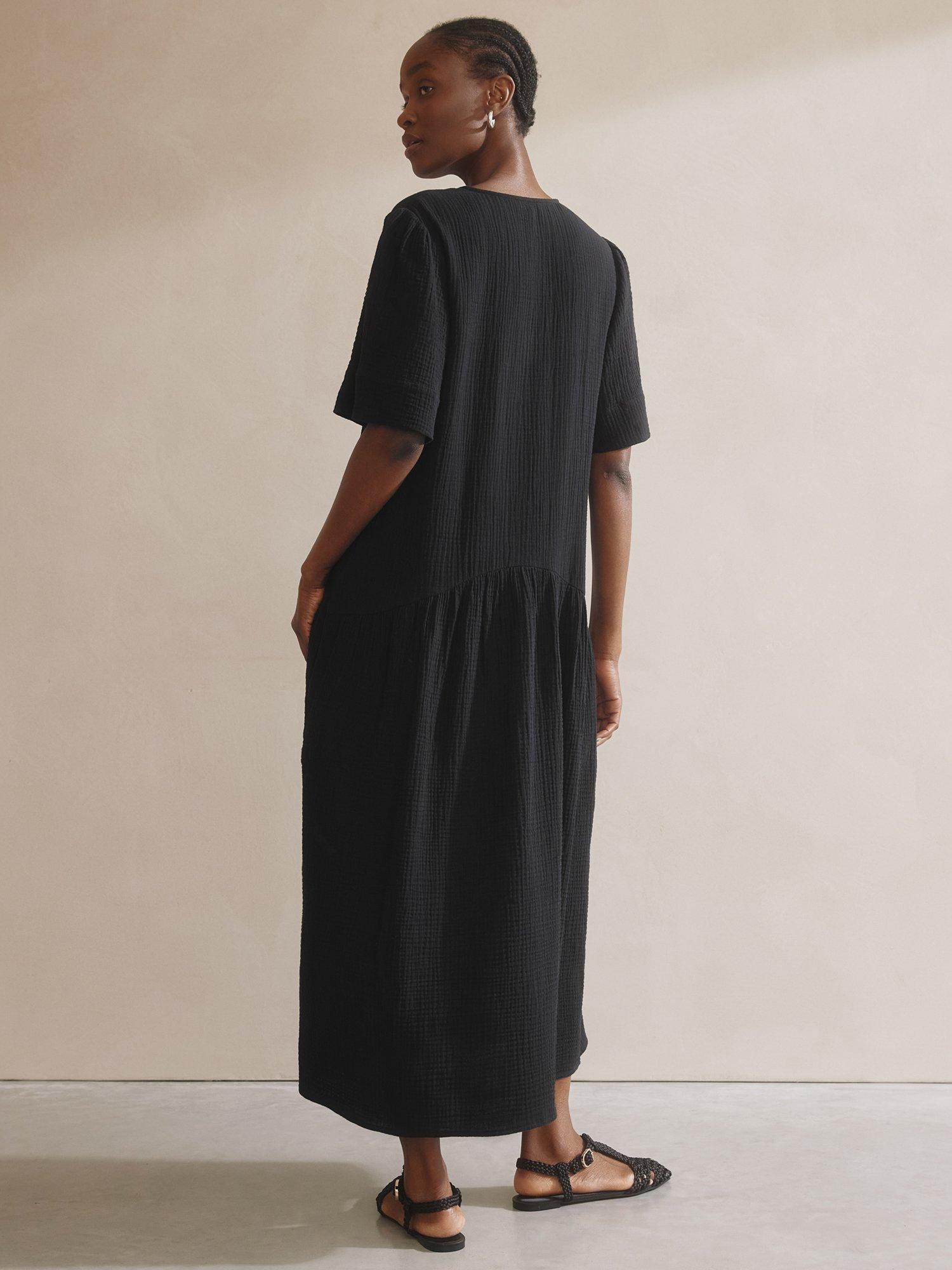 Product image 2 of 6, which shows Albaray Cheesecloth Maxi Dress, Black, 8