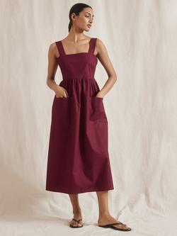 Albaray Shirred Back Pure Organic Cotton Dress, Red, Red