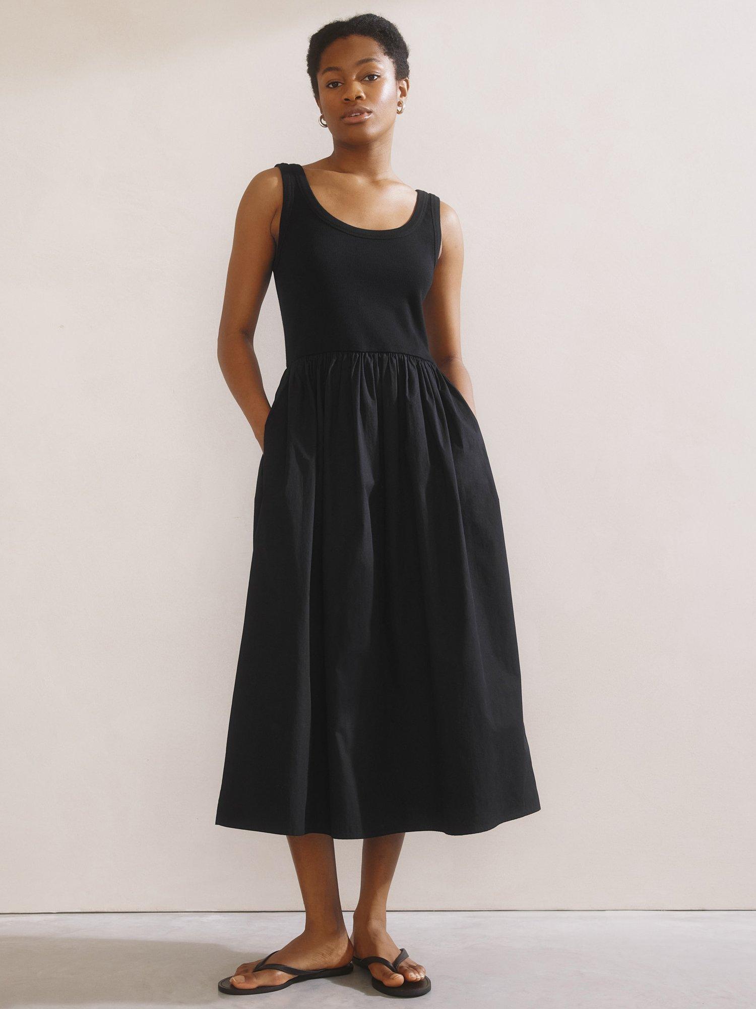 Product image 1 of 6, which shows Albaray Jersey Vest Midi Dress, Black, 8