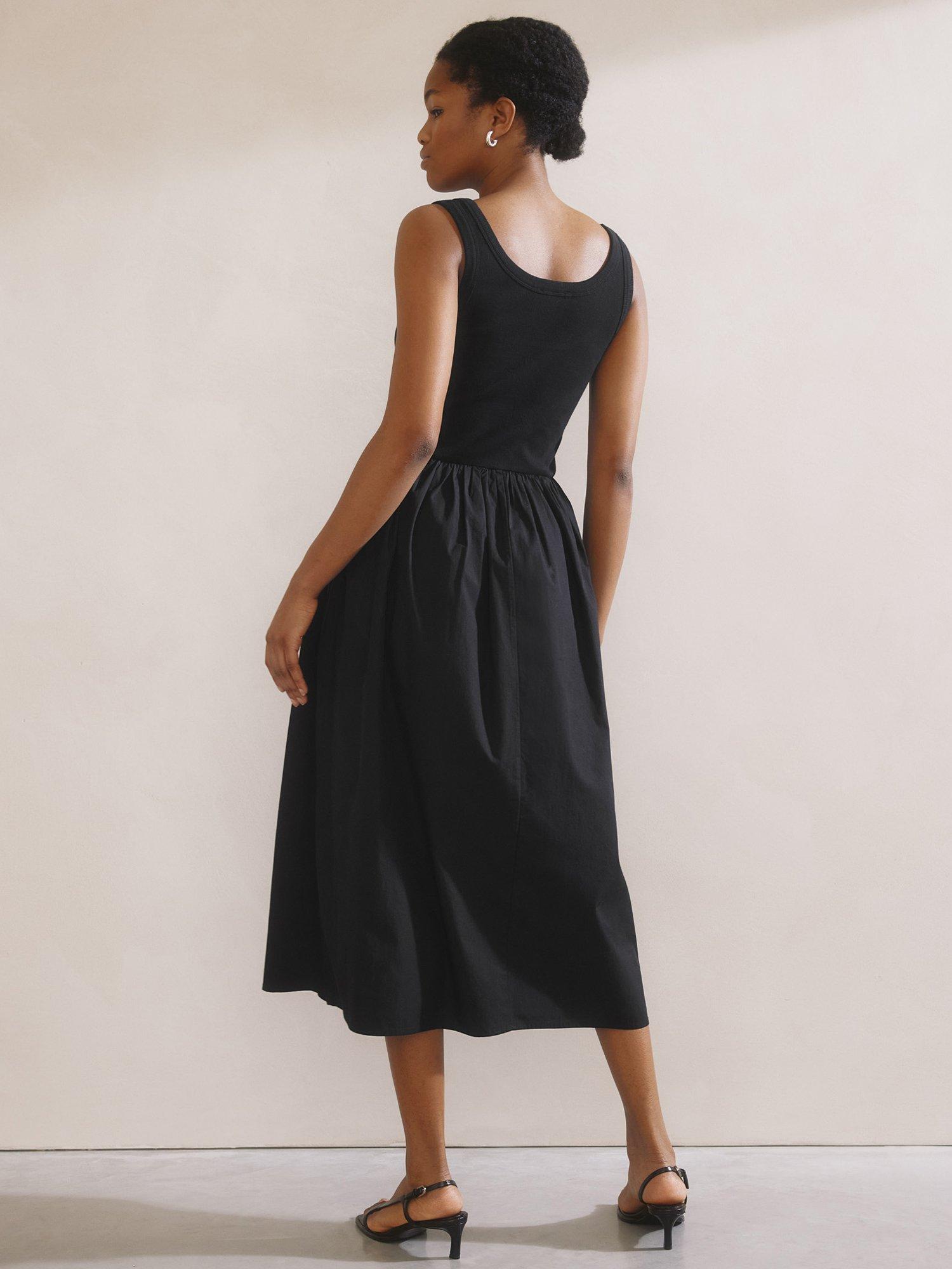 Product image 2 of 6, which shows Albaray Jersey Vest Midi Dress, Black, 8