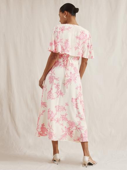 Albaray Kimono Floral V-Neck Dress, Pink - view 2, Pink