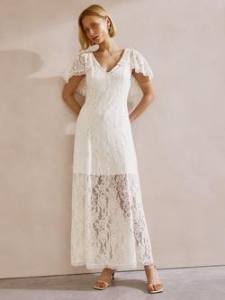 Albaray Lace Cape Maxi Dress, Cream, Cream