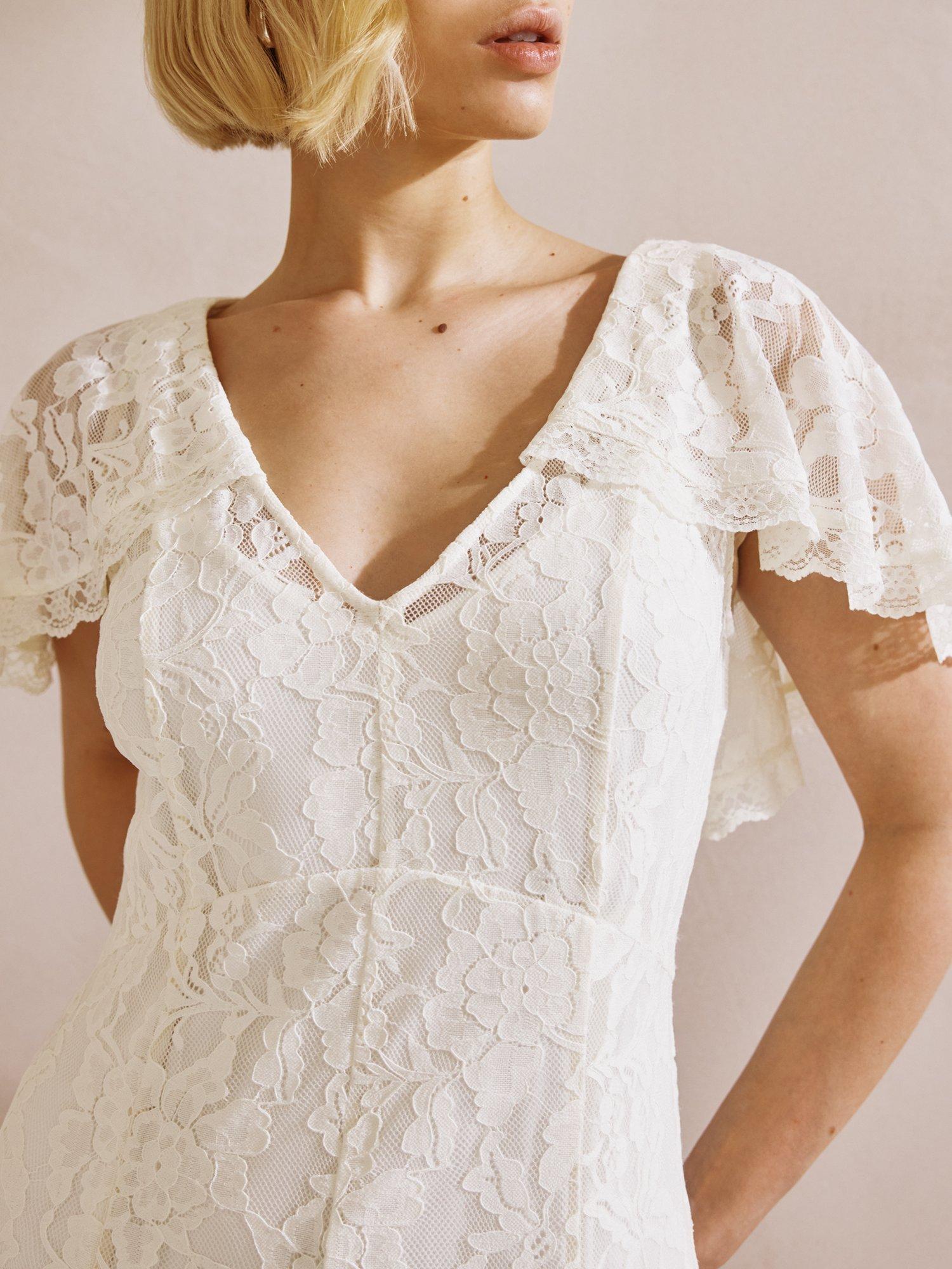 Product image 4 of 7, which shows Albaray Lace Cape Maxi Dress, Cream, 8