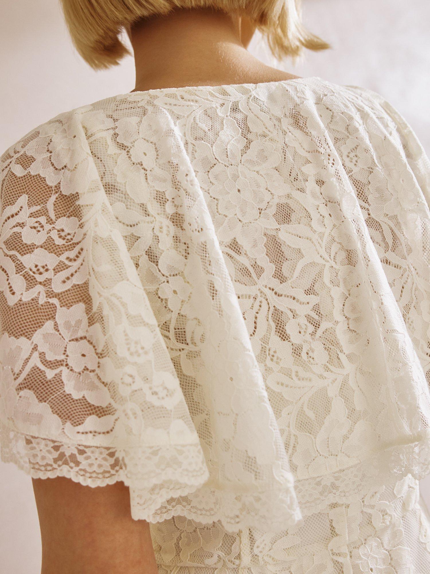 Product image 5 of 7, which shows Albaray Lace Cape Maxi Dress, Cream, 8