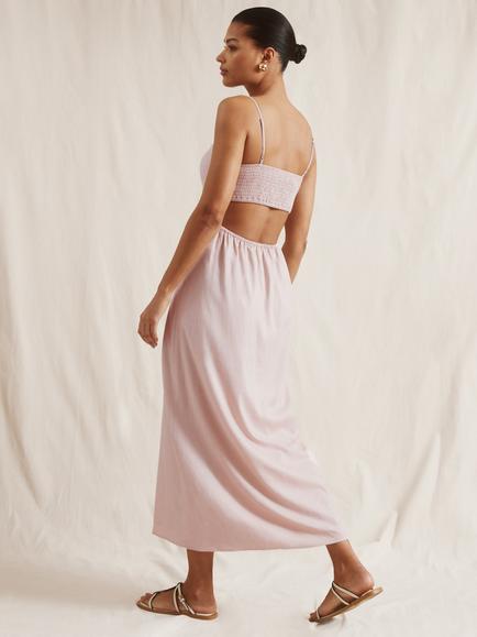 Albaray Cut Out Back Midi Dress, Pink - view 2, Pink