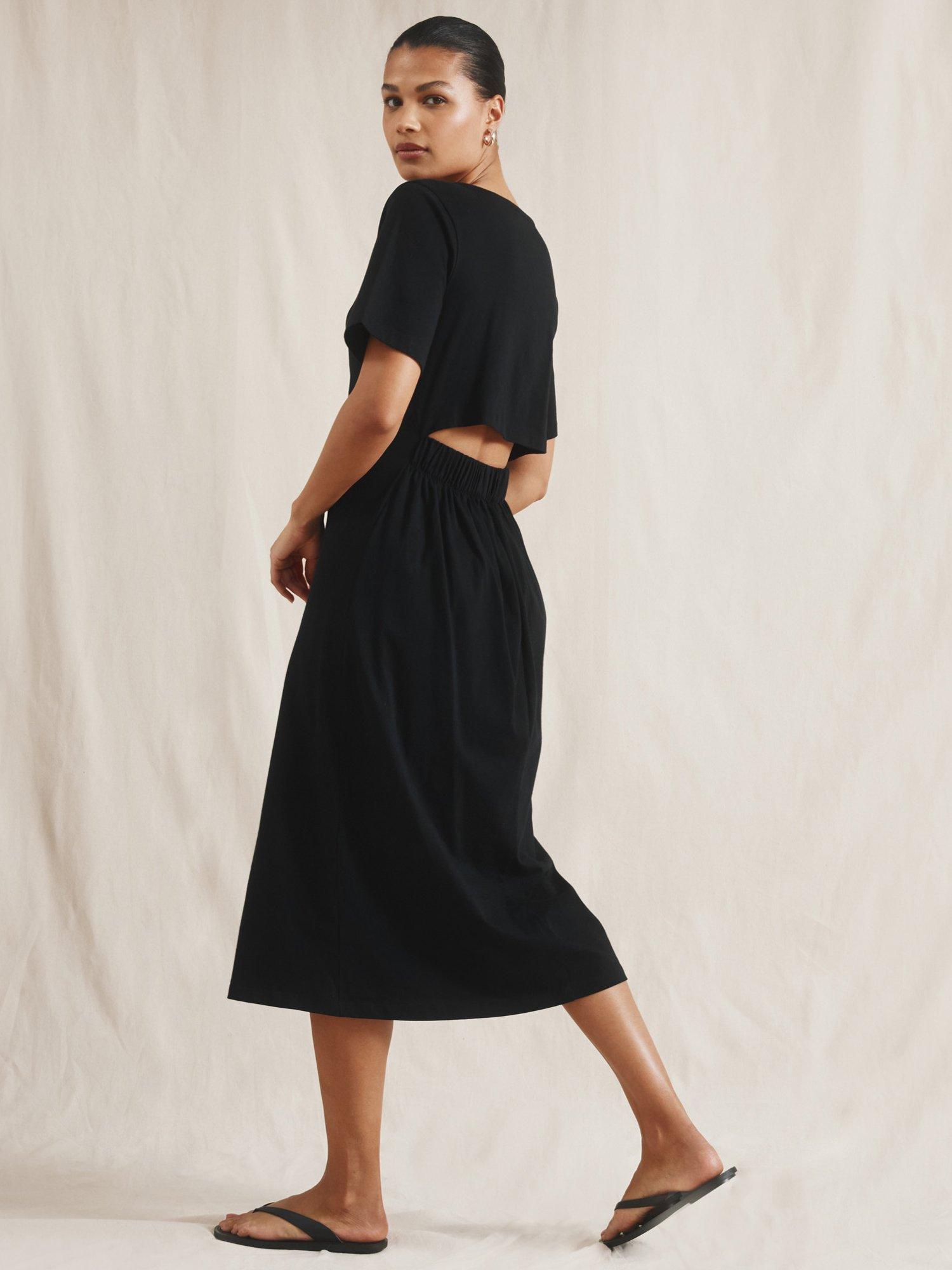 Product image 2 of 5, which shows Albaray Open Back Jersey Dress, Black, 8