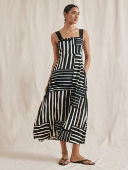 Albaray Patchwork Stripe Dress, Black, Black