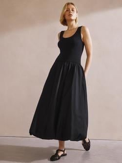 Albaray Mixed Jersey Puffball Dress, Black, Black