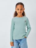 John Lewis Kids' Flower Ribbed Top, Blue