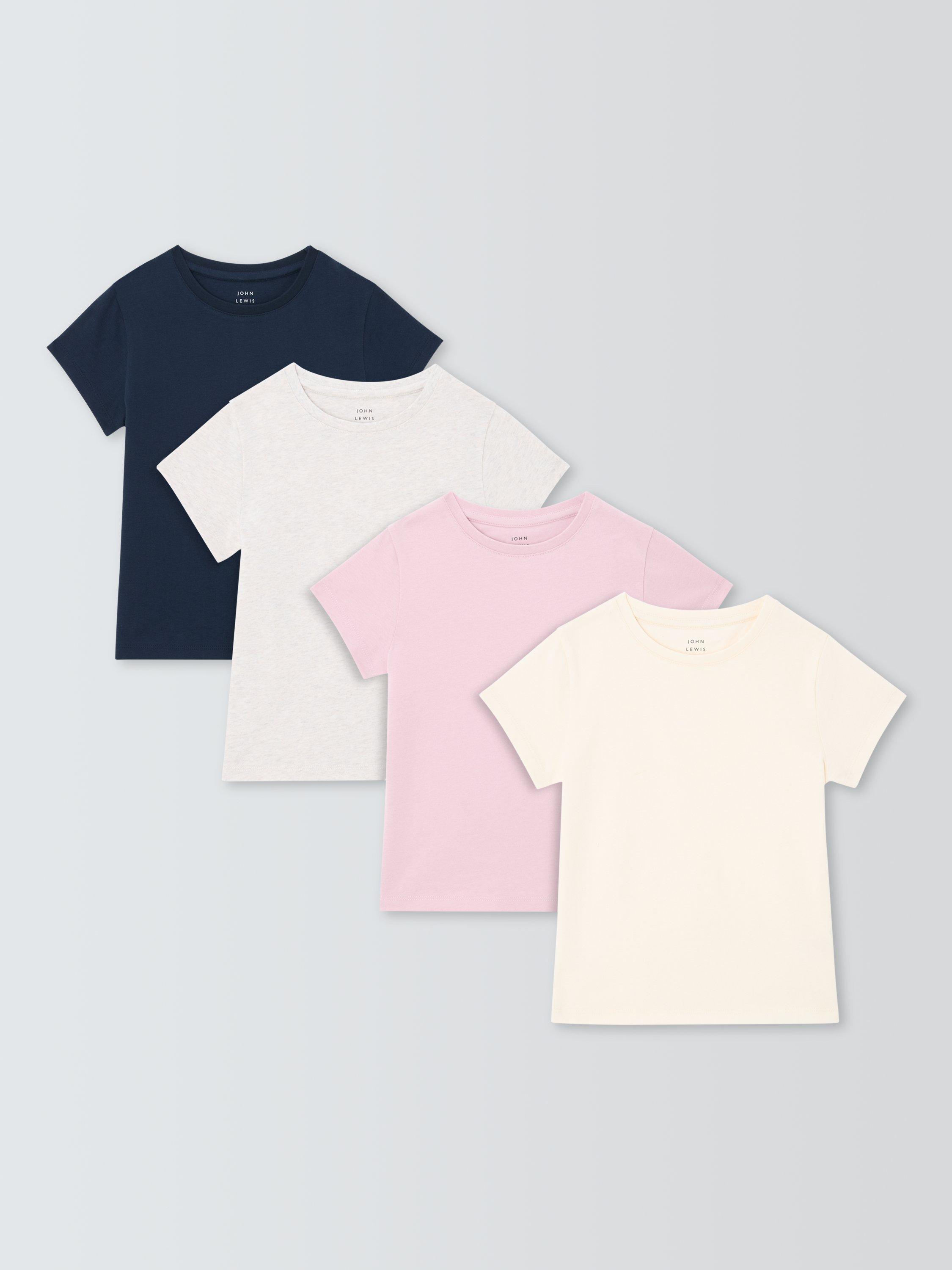Product image 1 of 6, which shows John Lewis Crew Neck T-Shirts, Pack of 4, Multi, 3 years