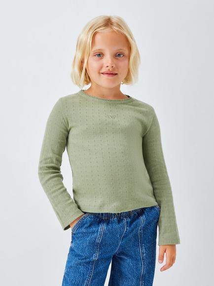 John Lewis Kids' Butterfly Pointelle Top, Multi, Multi