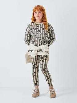 John Lewis Kids' Stripe Animal Print Leggings, Leo Stripe - view 2, Leo Stripe