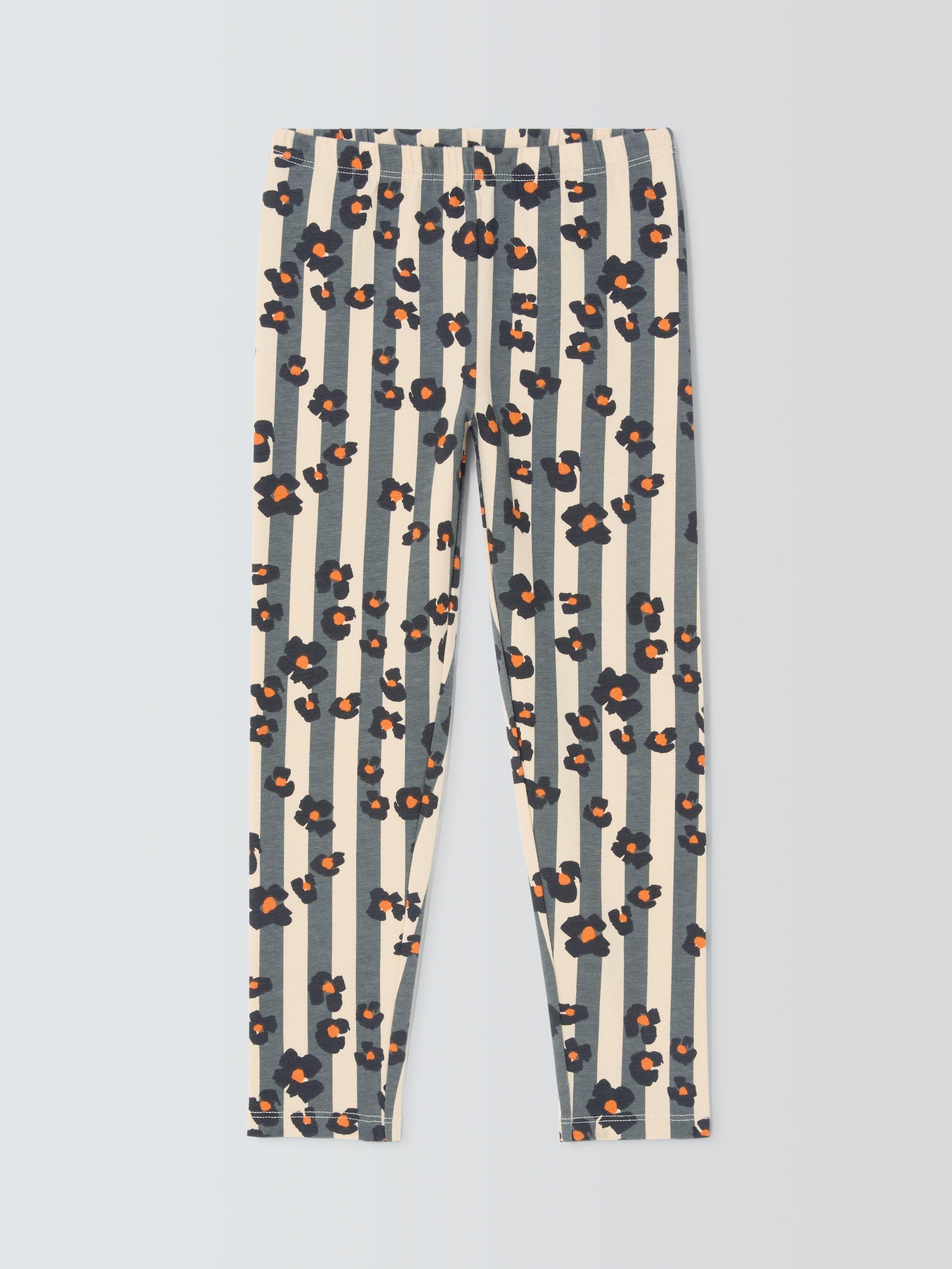 Product image 1 of 3, which shows John Lewis Kids' Stripe Animal Print Leggings, Leo Stripe, 3 years